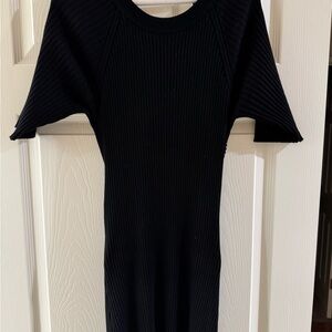 House of Harlow 1960 Black Ribbed Midi Dress